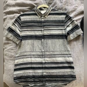 BILLY REID Men’s S/S Button-down; Super-soft 100% Cotton; B/W Pattern; Sz. L